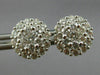 ESTATE LARGE 1.58CT DIAMOND 18KT WHITE GOLD CLUSTER FLOWER CLASSIC STUD EARRINGS
