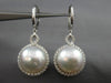 ESTATE LARGE .90CT DIAMOND & AAA SOUTH SEA PEARL 18K WHITE GOLD HANGING EARRINGS