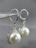 ESTATE LARGE .90CT DIAMOND & AAA SOUTH SEA PEARL 18K WHITE GOLD HANGING EARRINGS
