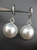 ESTATE LARGE .90CT DIAMOND & AAA SOUTH SEA PEARL 18K WHITE GOLD HANGING EARRINGS