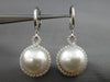 ESTATE LARGE .90CT DIAMOND & AAA SOUTH SEA PEARL 18K WHITE GOLD HANGING EARRINGS