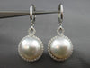 ESTATE LARGE .90CT DIAMOND & AAA SOUTH SEA PEARL 18K WHITE GOLD HANGING EARRINGS