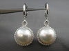 ESTATE LARGE .90CT DIAMOND & AAA SOUTH SEA PEARL 18K WHITE GOLD HANGING EARRINGS