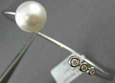 ESTATE .1CT DIAMOND & AAA SOUTH SEA PEARL 18K WHITE GOLD JOURNEY BANGLE BRACELET