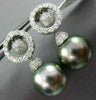 LARGE .91CT DIAMOND & AAA TAHITIAN PEARL 18KT WHITE GOLD CIRCLE OF LIFE EARRINGS