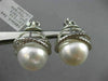ESTATE LARGE 1.15CT DIAMOND & AAA SOUTH SEA PEARL 18KT WHITE GOLD STUD EARRINGS