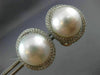 ESTATE LARGE 1.15CT DIAMOND & AAA SOUTH SEA PEARL 18KT WHITE GOLD STUD EARRINGS