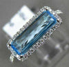 1.72CT DIAMOND & AAA BLUE TOPAZ 14KT WHITE GOLD 3D FILIGREE HALO ENGAGEMENT RING