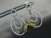 .85CT WHITE & FANCY YELLOW DIAMOND 18KT TWO TONE GOLD OVAL BOW HANGING EARRINGS