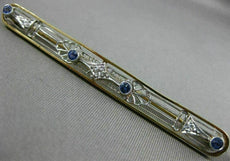 ANTIQUE LARGE .22CT OLD MINE DIAMOND & SAPPHIRE 14KT 2 TONE GOLD FILIGREE BROOCH