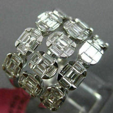 ESTATE LARGE 2.01CT DIAMOND 18KT WHITE GOLD 3D MULTI ROW SQUARE ANNIVERSARY RING