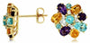 ESTATE 2.78CT DIAMOND & AAA MULTI GEM 14K YELLOW GOLD 3D CLUSTER FLOWER EARRINGS