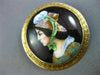 ANTIQUE LARGE MULTI COLOR ENAMEL 14KT YELLOW GOLD 3D VICTORIAN LADY BROOCH PIN
