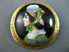 ANTIQUE LARGE MULTI COLOR ENAMEL 14KT YELLOW GOLD 3D VICTORIAN LADY BROOCH PIN