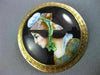 ANTIQUE LARGE MULTI COLOR ENAMEL 14KT YELLOW GOLD 3D VICTORIAN LADY BROOCH PIN