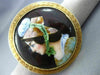 ANTIQUE LARGE MULTI COLOR ENAMEL 14KT YELLOW GOLD 3D VICTORIAN LADY BROOCH PIN