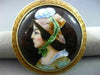 ANTIQUE LARGE MULTI COLOR ENAMEL 14KT YELLOW GOLD 3D VICTORIAN LADY BROOCH PIN
