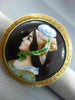 ANTIQUE LARGE MULTI COLOR ENAMEL 14KT YELLOW GOLD 3D VICTORIAN LADY BROOCH PIN