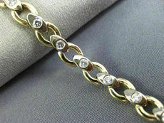 ANTIQUE .50CT DIAMOND 14K WHITE & YELLOW GOLD 3D LINK HANDCRAFTED BRACELET #227