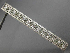 ANTIQUE LONG .50CT DIAMOND PLATINUM 3D OPEN RECTANGULAR FILIGREE PIN BROOCH