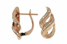 ESTATE .20CT DIAMOND 14KT ROSE GOLD 3D DOUBLE LEAF SWIRL CLIP ON EARRINGS