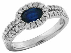 .92CT DIAMOND & AAA SAPPHIRE 14K WHITE GOLD 3D OVAL & ROUND HALO ENGAGEMENT RING
