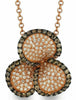 .83CT WHITE & CHOCOLATE FANCY DIAMOND 14K ROSE GOLD 3D THREE LEAF CLOVER PENDANT