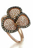.80CT WHITE & CHOCOLATE FANCY DIAMOND 14K ROSE GOLD FOUR LEAF CLOVER FLOWER RING