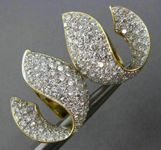 ESTATE EXTRA LARGE 5.39CT DIAMOND 18KT 2 TONE GOLD LEAF CLIP ON EARRINGS #26172