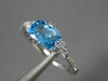 ESTATE 1.0CT DIAMOND & AAA BLUE TOPAZ 14K WHITE GOLD 3D CLUSTER RECTANGULAR RING