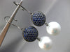 EXTRA LARGE 3.6CT AAA SAPPHIRE & SOUTH SEA PEARL 18K BLACK GOLD HANGING EARRINGS