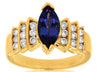 1.57CT DIAMOND & AAA TANZANITE 14KT YELLOW GOLD MARQUISE & ROUND ENGAGEMENT RING