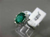 ANTIQUE LARGE 2.14CT DIAMOND & AAA COLOMBIAN EMERALD PLATINUM CLUSTER OVAL RING