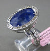 ANTIQUE .54CT DIAMOND & EXTRA FACETED SAPPHIRE 14K WHITE GOLD FILIGREE OVAL RING