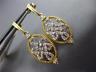 ESTATE .11CT DIAMOND 14K 2 TONE GOLD FILIGREE FLOWER LOVE KNOT HANGING EARRINGS