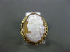ANTIQUE WIDE 14KT YELLOW GOLD 3D HANDCRAFTED BEAUTIFUL LADY CAMEO OVAL ROPE RING