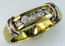 .27CT DIAMOND 14KT YELLOW GOLD 3D FIVE STONE ROUND CHANNEL MENS ANNIVERSARY RING