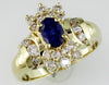 1.23CT DIAMOND AAA SAPPHIRE 14KT YELLOW GOLD OVAL & ROUND FLOWER ENGAGEMENT RING