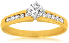 ESTATE .59CT ROUND DIAMOND 14KT YELLOW GOLD 3D CLASSIC CHANNEL ENGAGEMENT RING