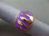 ESTATE WIDE .25CT DIAMOND 14K ROSE GOLD 3D PURPLE ENAMEL MELTING FUN RING 16.5mm