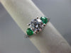 ESTATE 1.35CT DIAMOND & AAA EMERALD 14KT WHITE GOLD THREE STONE ENGAGEMENT RING