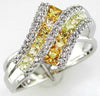 1.25CT DIAMOND & AAA YELLOW SAPPHIRE 14KT WHITE GOLD RAINBOW MULTI ROW FUN RING