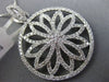 ESTATE LARGE 1.63CT DIAMOND 18K WHITE GOLD OPEN FLOWER CIRCULAR FLOATING PENDANT