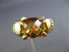 ESTATE LARGE 3.06CT DIAMOND & AAA CITRINE 14K YELLOW GOLD 3D MESH FLEXIBLE RING
