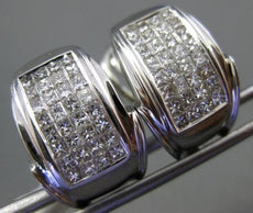 ESTATE WIDE 1.72CT PRINCESS DIAMOND 14K WHITE GOLD 3D MULTI ROW CLIP ON EARRINGS