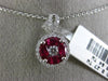 ESTATE .94CT ROUND DIAMOND & AAA RUBY 18KT WHITE GOLD CIRCULAR FLOATING PENDANT