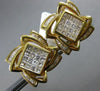 ESTATE MASSIVE 3.6CT DIAMOND 14KT YELLOW GOLD 3D FLOWER SQUARE CLIP ON EARRINGS