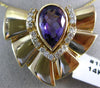 ESTATE LARGE 4.15CT DIAMOND & AAA AMETHYST 14K YELLOW GOLD SLIDER PENDANT #15213