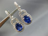 ESTATE 2.58CT DIAMOND & AAA SAPPHIRE 14KT WHITE GOLD OVAL HALO HANGING EARRINGS