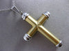 ESTATE LARGE 14KT WHITE & YELLOW GOLD 3D HANDCRAFTED SIMPLE CROSS PENDANT #24275